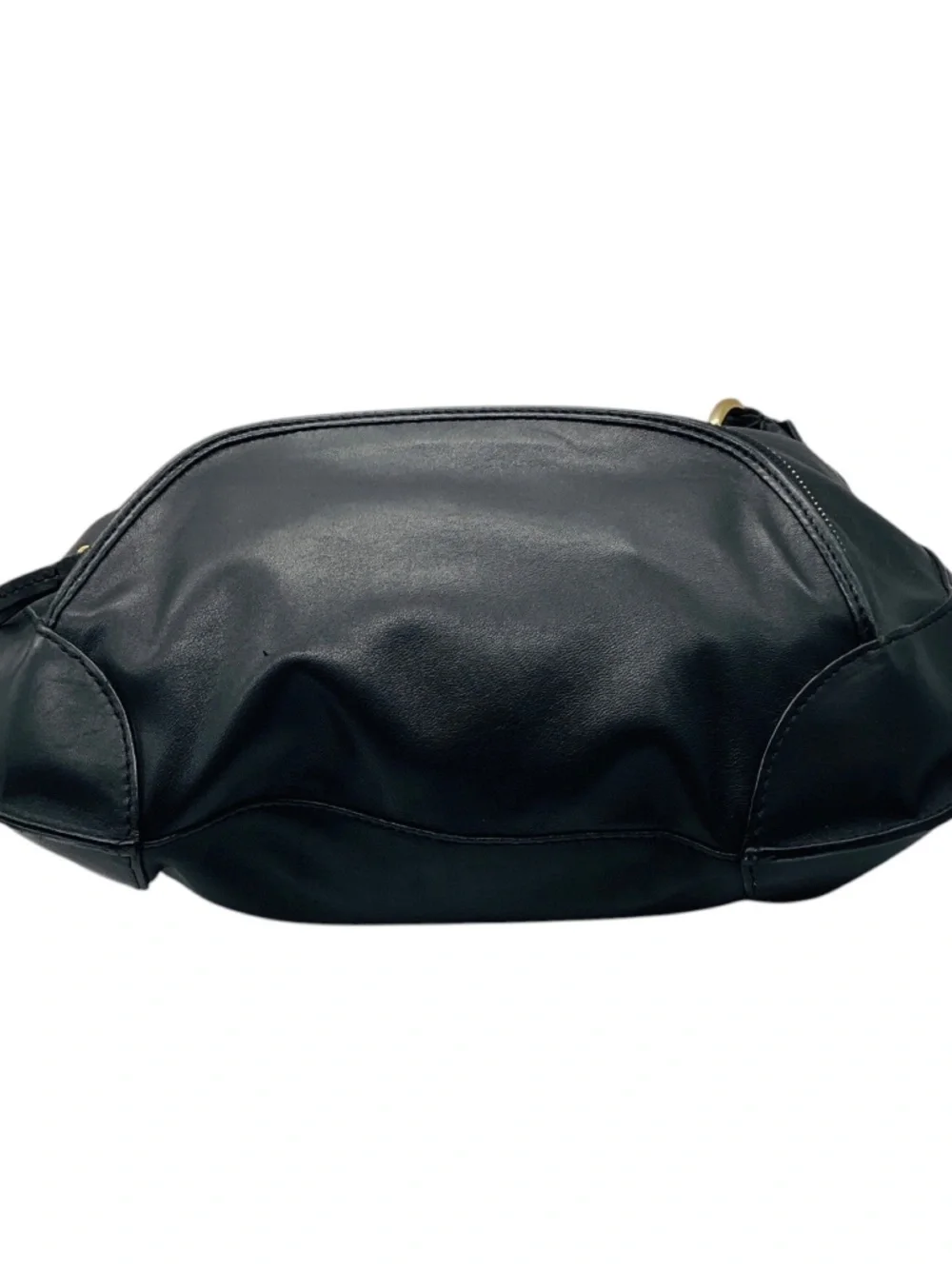 FENDI VINTAGE BLACK LEATHER HOBO BAG WITH GOLD HARDWARE